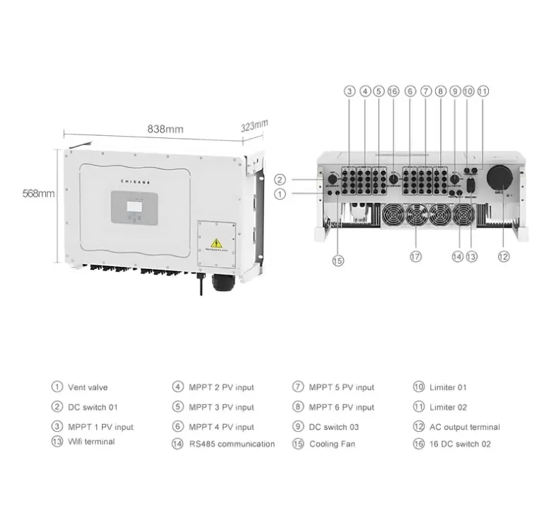  Chisage 100KW 6xMPPT Trifaze On-Grid İnverter