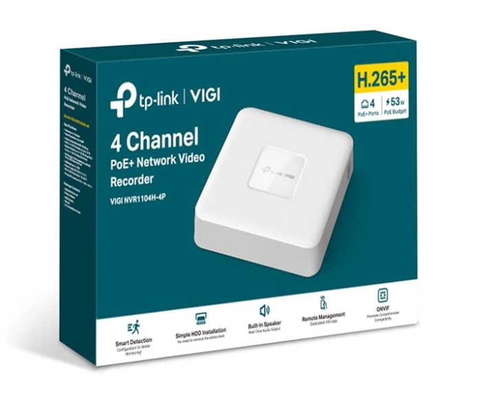 Tp-link Vigi Nvr1104h-4p V1.0 4 Kanal Poe 1 Sata H265+ Onvif Nvr Kayit Ci̇hazi