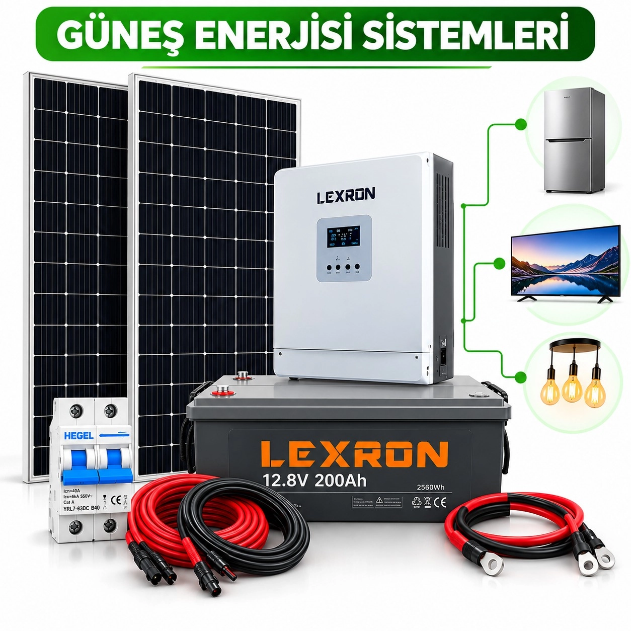 1.6 kW Lityum Akülü Güneş Enerjisi Seti