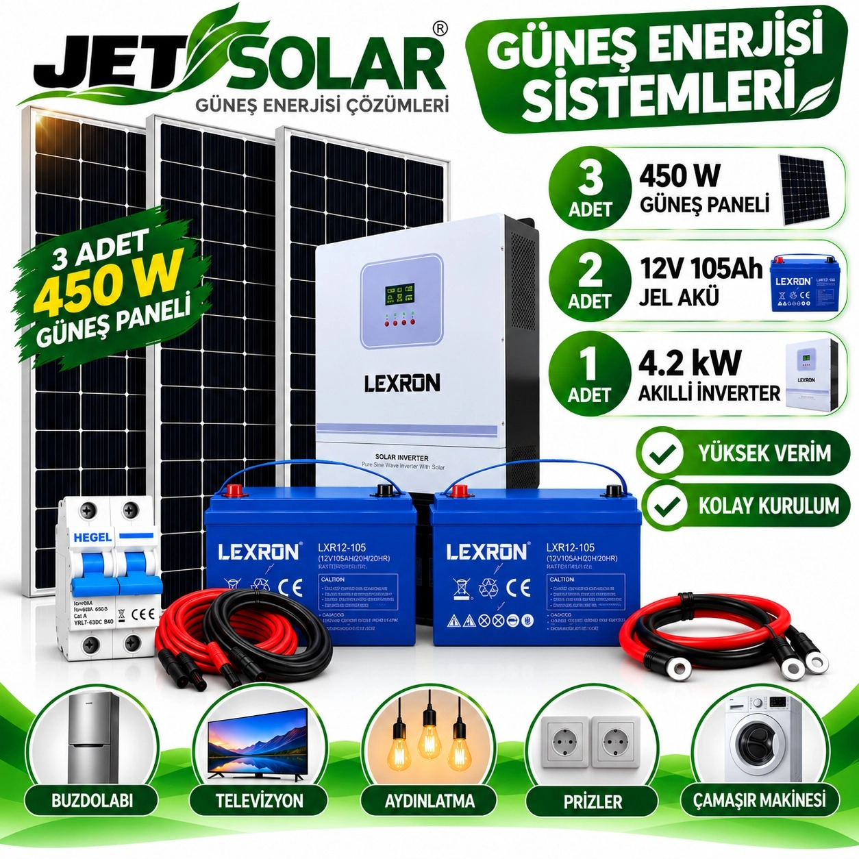 4.2 kW Jel Akülü Güneş Enerjisi Seti