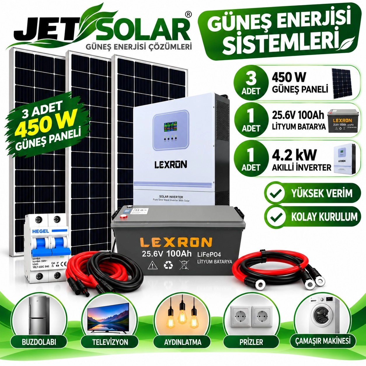 4.2 kW Lityum Akülü Güneş Enerjisi Seti