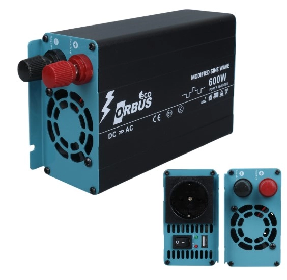 ORBUS ORB600M 12 VOLT - 220V AC50HZ 600 WATT SURGE 1200 WATT ECO MODİFİED SİNUS İNVERTER 170X107X58MM