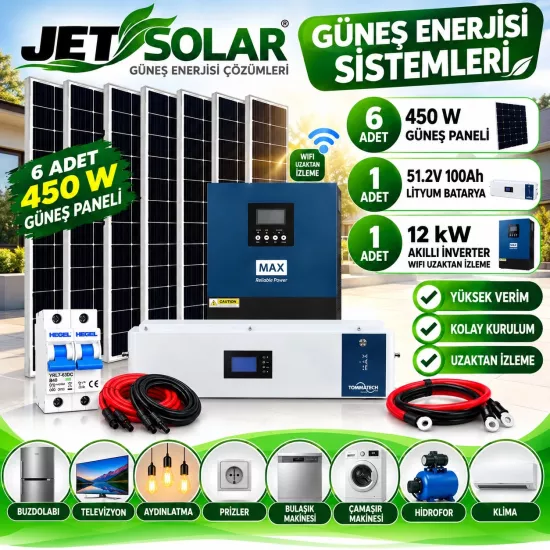 12 kW MAX + TommaTech Lityum Bataryalı Güneş Enerjisi Seti