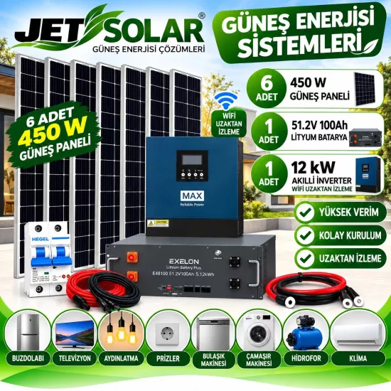 12 kW MAX + Exelon Lityum Bataryalı Güneş Enerjisi Seti