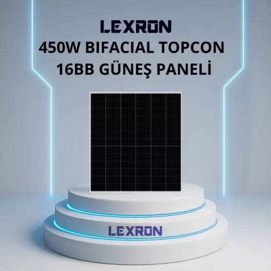 Lexron 450 Watt Bifacial Half Cut TopCon 78 Cell 16BB Güneş Paneli