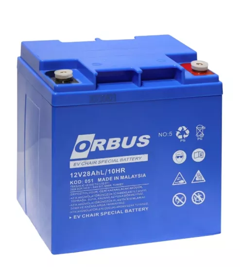 Orbus 12V 28 Amper Dikey Engelli Araç Aküsü