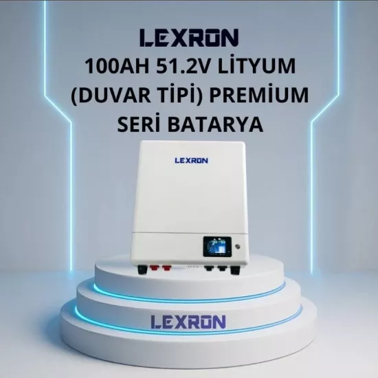 Lexron 100 Amper 51.2 Volt Lityum Batarya Duvar Tipi Premium Serisi