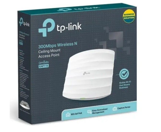 TP-LINK OMADA EAP115 1 Port 10/100 2.4Ghz 300Mbps 2X4Dbı Anten Tavan Tipi Access Poınt