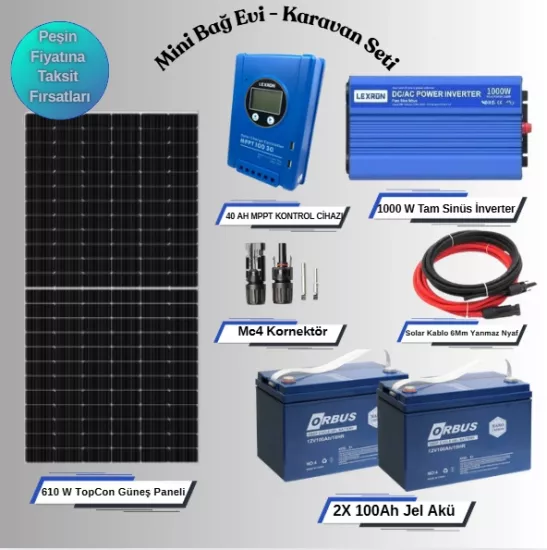 Mini Bağ Evi Ve Karavan Solar Güneş Enerji Sistemi 2.5 Kw Depolama