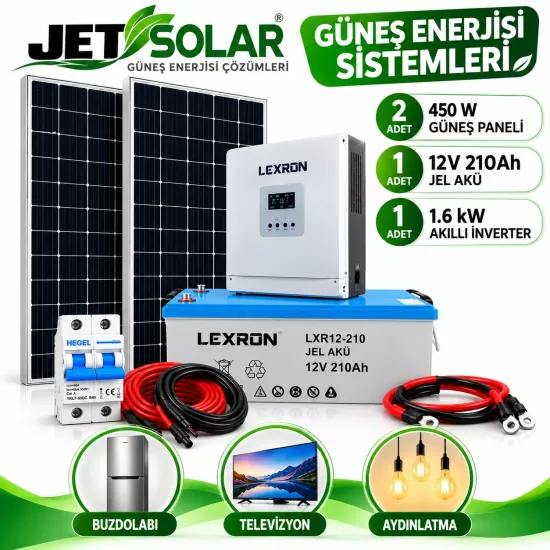 1.6 kW Jel Akülü Güneş Enerjisi Seti