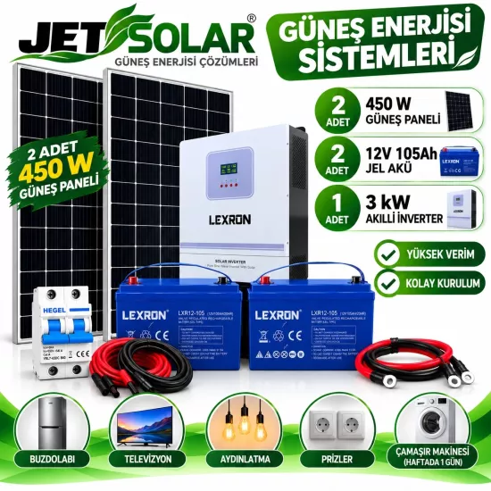 3 kW Jel Akülü Güneş Enerjisi Seti
