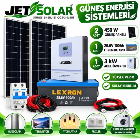 3 kW Lityum Akülü Güneş Enerjisi Seti
