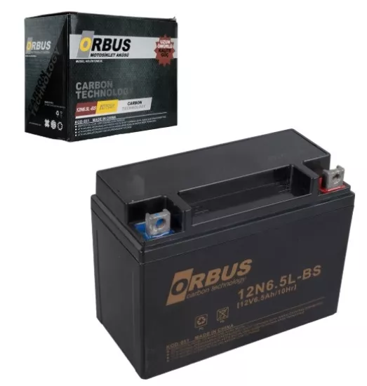 ORBUS 12N6.5L-BS 12V 6.5A MOTOSİKLET AKÜSÜ (139 X 66 X 100 MM) (2.05KG)