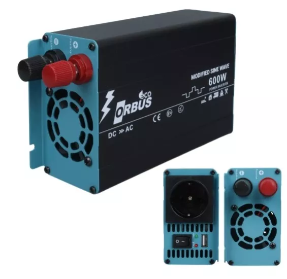 ORBUS ORB600M 12 VOLT - 220V AC50HZ 600 WATT SURGE 1200 WATT ECO MODİFİED SİNUS İNVERTER 170X107X58MM