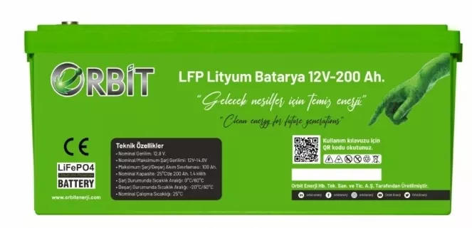Orbit 12 V 200 Ah LiFePO4 Akü-ABS Kasa