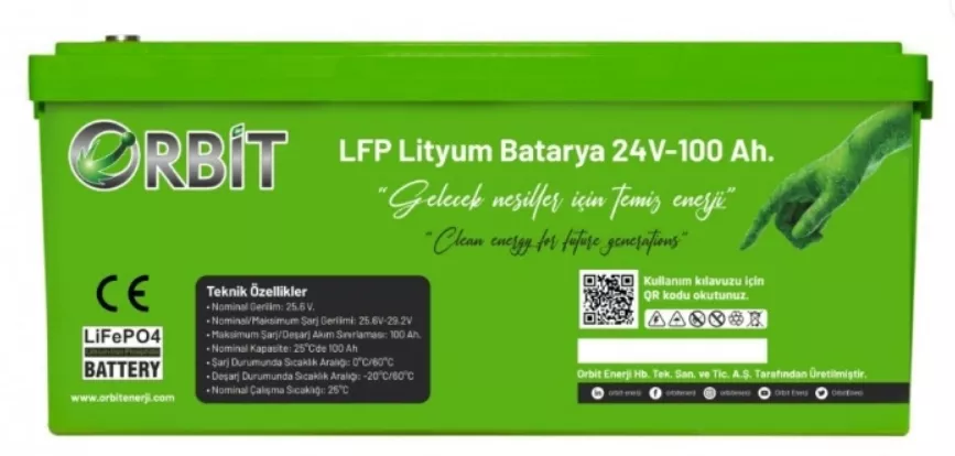 Orbit 24 V 100 Ah LiFePO4 Akü-ABS Kasa