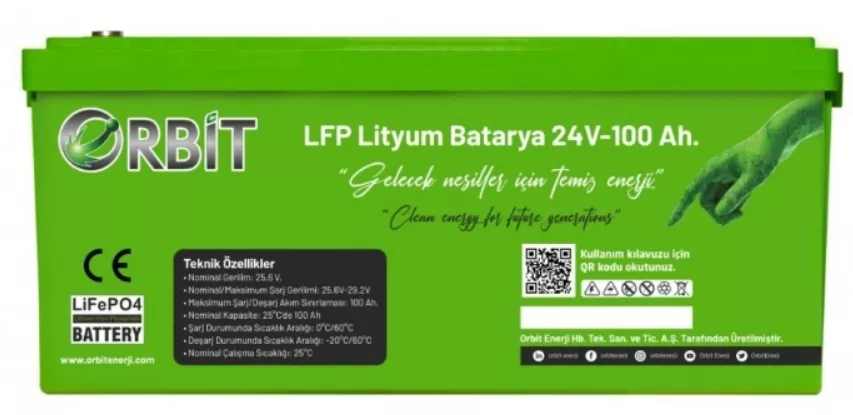  Orbit 24 V 100 Ah LiFePO4 Akü-Marin Tip-VP